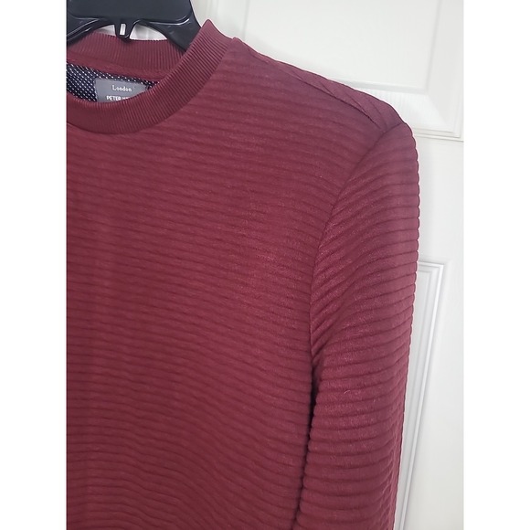 Peter Werth N.1 Sweater Ribbed Cotton Blend Burgundy Long Sleeve Men's Medium - Picture 3 of 12